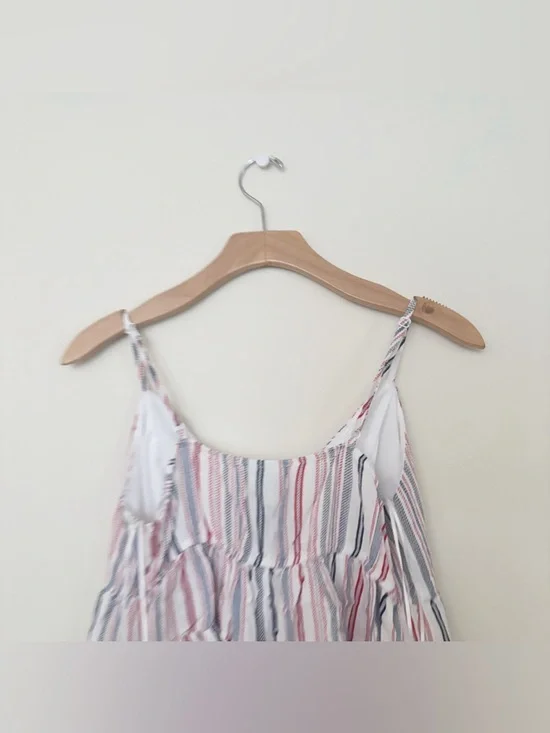 Jun & Ivy Striped Ruffle Tie-Front Cami Tank Top Womens Sz Medium White Red Blue - Picture 3 of 10